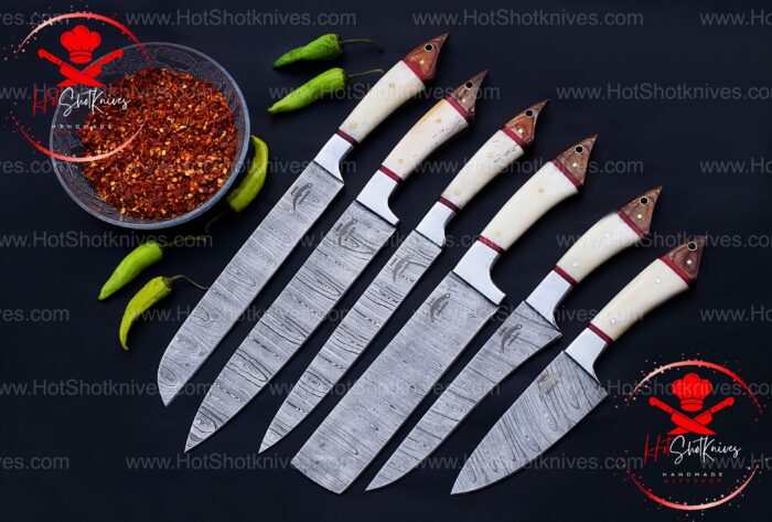 Damascus Chef knives, Cooking knife, Kitchen knives, Hand Forged Damascus Chef Set, Handmade Kitchen knife