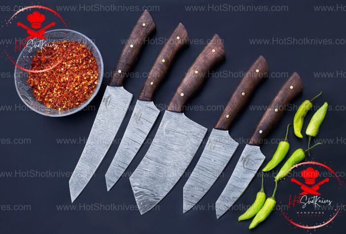 Damascus Steel Chef Set Gift for men, Handmade Chef knives, Kitchen knives, Chef knives